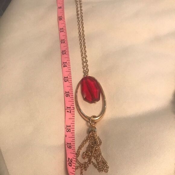 Red Crystal Tassel Necklace!! - Picture 4 of 5